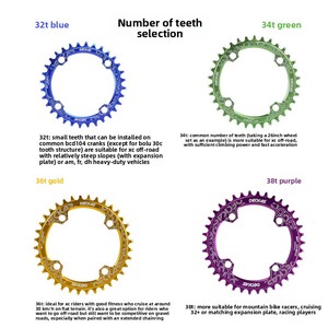 Deckas 104 BCD Plato de Cadena de Bicicleta con Perfil de Dientes Estrechos y Anchos, Anticaída, Disco de Bielas Universal para Bicicleta de Montaña y Carretera - Product Image 3