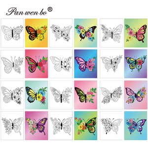 Panwenbo 12 gói 8x10 inch trước khi vẽ bướm hoa vải pre-in canvases cho bức tranh cho SIP và sơn bên - Product Image 2
