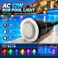 Projecteur LED RGB 12V sans niche Pentair pour piscine, étanche IP68, avec interrupteur marche/arrêt, câble personnalisé et télécommande dimmable
