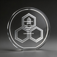Plaque en cristal ronde Neelpure 199699, motif hexagonal gravé au laser 3D, logo personnalisé pour la reconnaissance d'entreprise