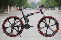 Bicicleta Plegable Nueva Roja de 26 Pulgadas y 24 Velocidades con Frenos de Disco de Acero, Fabricada en China, Venta al Por Mayor a Precio Económico