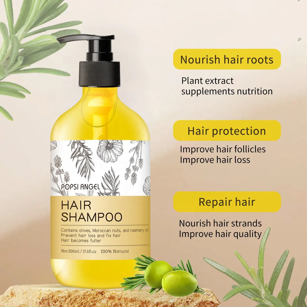 Fabriek Custom Oem Natuurlijke Kruiden Groothandel Anti Haaruitval Rozemarijn Haar Reparatie Haargroei Shampoo En Conditioner Set