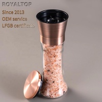 Moulin à épices de table de cuisine en acier inoxydable doré rose manuel salière et moulin à poivre avec bouteille en verre