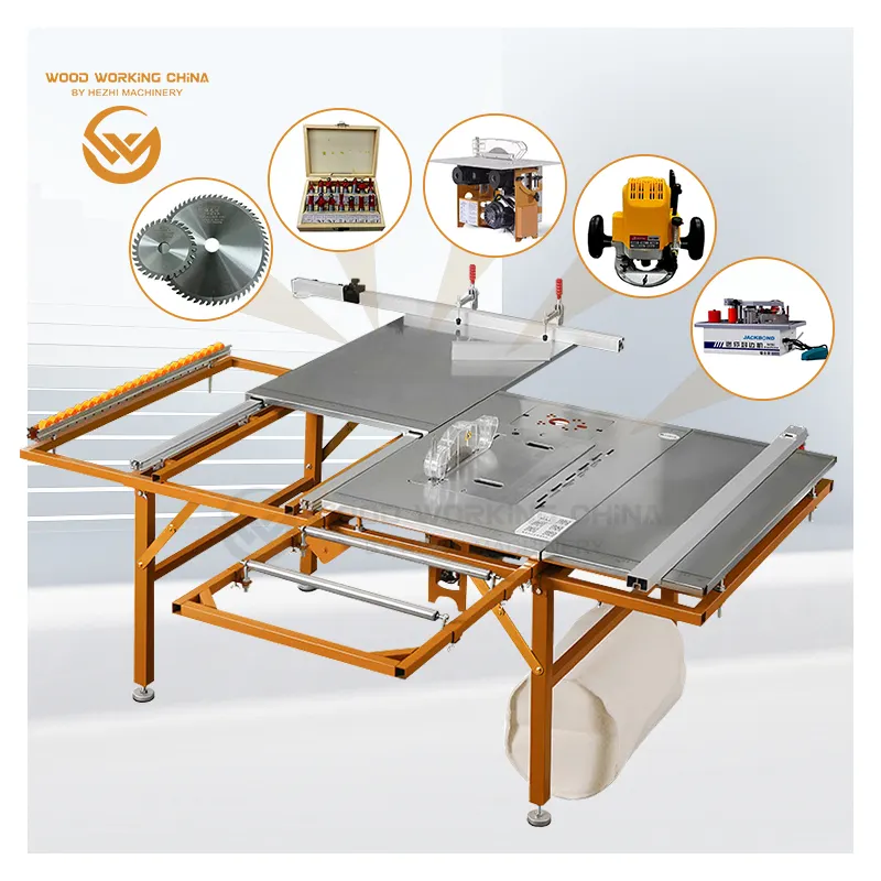 Serra de mesa para carpintaria, mini serra deslizante para painel, máquina de corte de madeira, serra de mesa para painel