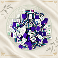Prêt à expédier : Ensemble de Mahjong américain de luxe de 160 tuiles, avec tapis Chinoiserie Blue Willow et tuiles en acrylique gravées, pour le divertissement et le poker