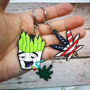 Phụ kiện móc khóa hình cỏ dại bằng cao su PVC mẫu mới tùy chỉnh bán buôn năm 2024, quà tặng khuyến mãi tự làm, móc khóa bán buôn hình cây - Product Image 4