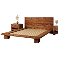 Lit double en bois massif de style Wabi-sabi, lit au sol de style Tatami personnalisable pour maisons d'hôtes et hôtels Chine