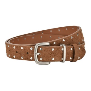 <span class=keywords><strong>Ceinture</strong></span> en cuir véritable fendu pour <span class=keywords><strong>femme</strong></span>, style vintage punk, avec boucle à rivets double rangée en alliage, pour jeans décoratifs – Vente en gros - Product Image 1