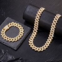 Collar de Cadena Cubana Miami con Incrustaciones de Diamantes de Imitación Plateados, Joyería Hip Hop de Aleación de Zinc para Hombres, Mujeres, Raperos, Fiestas y Escenarios