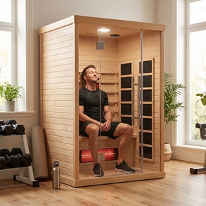 Sauna Sec Commercial pour 2 Personnes avec Lumières Électriques, Thérapie par Infrarouge Lointain à Faible EMF, <span class=keywords><strong>en</strong></span> <span class=keywords><strong>Bois</strong></span> Massif, et Espace <span class=keywords><strong>de</strong></span> Détente - Product Image 2