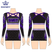 Uniformes de cheerleading personnalisés, nouveau design, sexy, noir et or, style Dandy