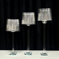 Lot de 3 bougeoirs en acrylique style européen avec abat-jour rayés, coffret cadeau pour événements et mariages