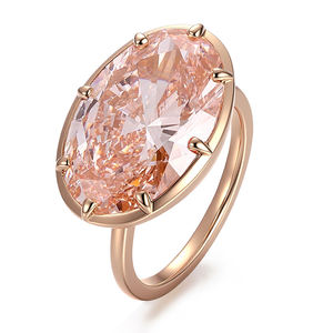 Anillo Ovalado de Diamante de Laboratorio de Lujo de 9 Quilates, Color Rosa, Oro Sólido de 18k, 14k, 10k, Joyería Fina Hecha a Mano Personalizada para Mujer, Joyería para Fiestas - Product Image 1