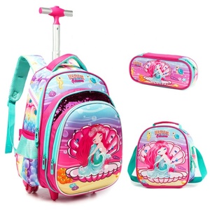 Conjunto de <span class=keywords><strong>mochila</strong></span> escolar con estampado bonito para niños y niñas, bolsa para el almuerzo, estuche de lápices, mochilas rodantes con <span class=keywords><strong>ruedas</strong></span> - Product Image 6