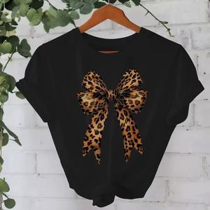 Camiseta con patrón de lazo rosa para <span class=keywords><strong>mujer</strong></span>, 180 gramos, moda económica, tela de punto informal antibolitas, moda elegante para <span class=keywords><strong>mujer</strong></span> - Product Image 2