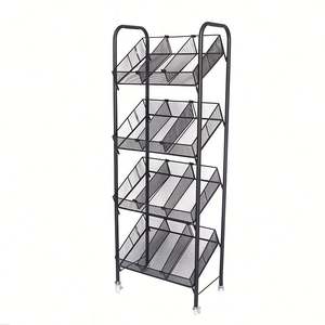 Customized 5 Tier Supermarket Mall Vegetable Fruit Snacks Drinks Storage White Metal Display Rack - Product Image 3