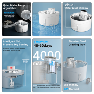 Fontaine à eau pour chat automatique rechargeable sans fil, écologique, portable, élégante, avec capteur solide, distributeur d'eau pour animaux de compagnie et bol de nourriture - Product Image 3