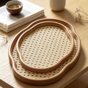 Plateau de service en bambou Zuo Zhi 29x21cm et 37x26cm, style ethnique simple, pour fruits, pain, usage domestique - Product Image 2