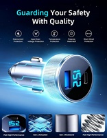 Adaptor Mobil Starlink Mini 5M Kabel DC Adaptor Pemantik Rokok 12V-48V Tampilan Tegangan Tembaga Tahan Lama USB-C PD 45W USB-A 35W