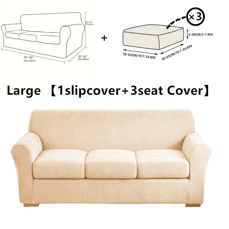 Beige-Large -1 funda + 3 funda asiento