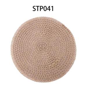 แผ่นรองกันลื่นแบบถักจากป่านผสมพีวีซี ป้องกันความร้อน ลายหนังเทียม รูปทรงกลม - Product Image 2