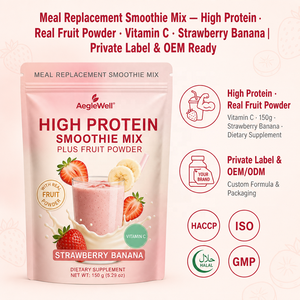 OEM ODM Mezcla de Batido Sustituto de Comida Alta en Proteínas, Sabor Fresa y Plátano con Polvo de Fruta Real, Suplemento Dietético Diario - Product Image 1