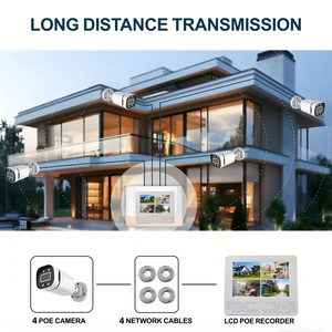 ระบบกล้องวงจรปิดรักษาความปลอดภัย 4 ช่องสัญญาณ PoE กันน้ำ IP67 ความละเอียด 8MP H.265 ไมโครโฟนในตัว ตรวจจับมนุษย์และยานพาหนะด้วย AI พร้อมจอภาพ 7 นิ้ว - Product Image 5
