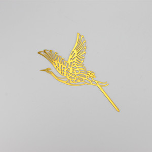 Golden Crane And Auspicious Clouds Cake Decoration Insert For Birthday Reusable Plastic Die Cutting 3 Pack - Product Image 2