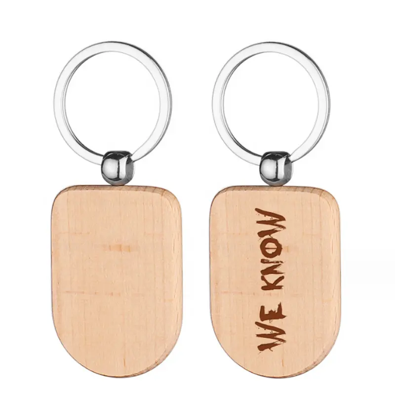 Custom natural blank wood key chain personalized logo for gift or promotion