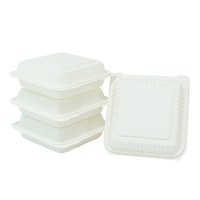 Boîte Alimentaire Écologique Jetable Compostable pour Repas à Emporter, en Amidon de Maïs, Type Clamshell