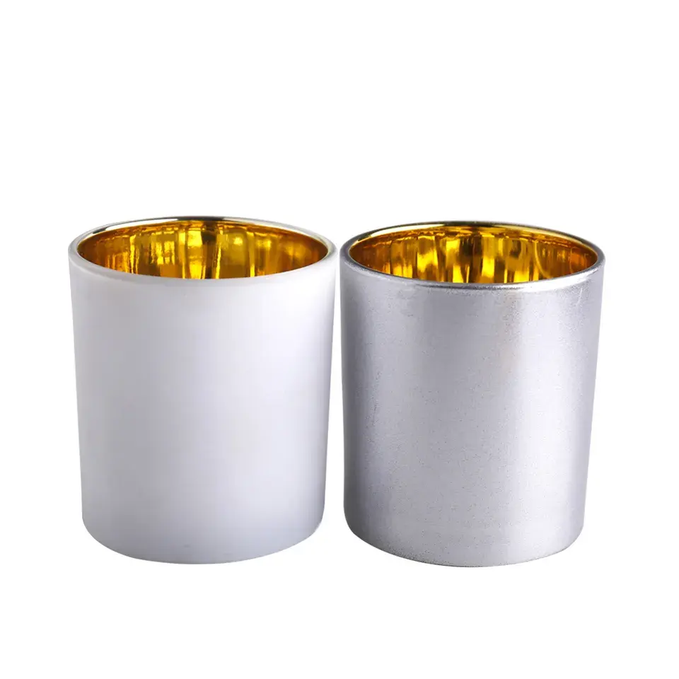 Custom prata soja cera perfumada aromaterapia velas vasos 2 oz vidro interno spray ouro vela jar