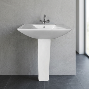 Lavabo sur pied en céramique moderne pour hôpital, lavabo monobloc autoportant pour salle de bain - Product Image 4