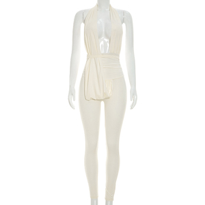 Viviblook D26JP219 Mono de una pieza sexy sin mangas con cuello halter y escote en V profundo, ajustado, con cuello oscilante y espalda descubierta para fiesta - Product Image 3