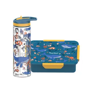 Escola Cartoon Kids Lunch Box Bento Box Com Garrafa De Água Crianças