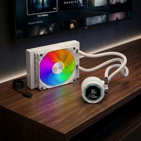 Unité centrale de refroidissement de liquide Aio personnalisée à faible quantité minimale de commande avec refroidisseur d'eau à écran d'affichage 120mm liquide blanc et liquide noir pour châssis de PC