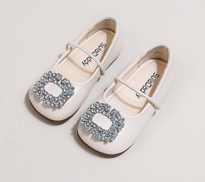 Spring NewLittle Girl's Dress Shoes Children's Crystal Slip-on Soft Sole Temperament Square Toe Ballet Dress Shoes - Product Image 4