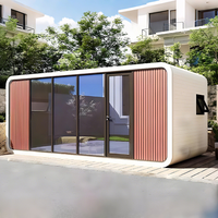 Maison préfabriquée élégante de type Apple Cabin, boutique modulaire intelligente, gîte en capsule avec de grands fenêtres du sol au plafond