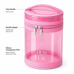 Custom Clear PVC Cylinder Cosmetic Bag 18x12cm Transparent Travel Toiletry <b>Makeup</b> Organizer <b>Case</b> - Product Image 3