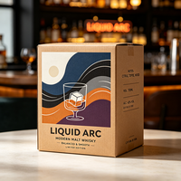 Boîte personnalisée haut de gamme en carton ondulé pour whisky mélangé Nova Spirits avec dorure à chaud, emballage cadeau étanche pour spiritueux, production en 72h
