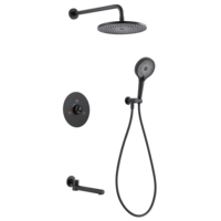 Système de douche pluie thermostatique en laiton poli doré, certifié CE, pour salles de bain d'hôtels et villas, design moderne, jet doux