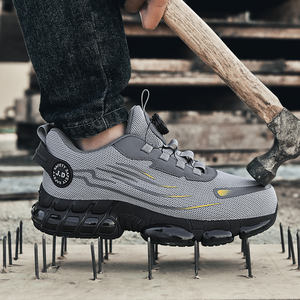 Bouton rotatif chaussures de travail d'hiver pour hommes S3 baskets à bout en acier anti-écrasement avec chaussures de sécurité de sport de protection supérieures en toile - Product Image 5