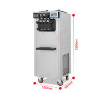 Machine à Glace Commerciale en Acier Inoxydable 18-25L/h, 3 Saveurs, Automatique, de Comptoir, 1700W, Multi-Prises, pour Yaourt et Lait Glacé