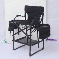 Chaise de maquillage pliante à pieds hauts, chaise de réalisateur avec hauteur supplémentaire, chaise de beauté avec double plateau et appui-tête