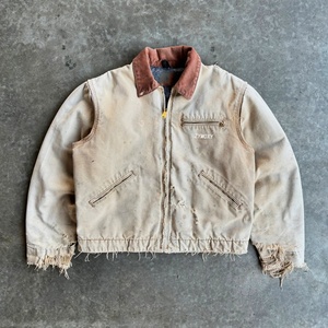 Distress Heavy <b>Duck</b> Canvas Work Zip up <b>Jacket</b> With Lined Vintage Worker Detroit Coat Heavyweight Carpenter Custom Work <b>Jackets</b> - Product Image 4