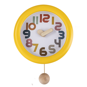 Horloge murale à <span class=keywords><strong>pendule</strong></span> <span class=keywords><strong>en</strong></span> <span class=keywords><strong>bois</strong></span>, style dessin animé, grands chiffres, pour enfants - Product Image 1