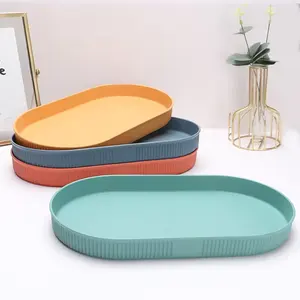 Customize Multi Color 30CM Oval Plate Fish Plates Wheat Straw Dinnerware Biodegradable Reusable Plate