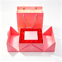 Boîte cadeau pour bijoux en forme de rose à double porte, 16 pièces, fermeture magnétique, carton recyclable, couleur personnalisée, logo personnalisé, Saint-Valentin