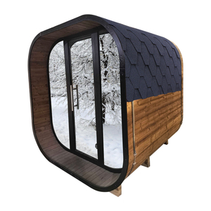 Sauna extérieur panoramique HELIUS Black Sauna, sauna traditionnel finlandais en épicéa, pour 4 à 6 personnes. - Product Image 4