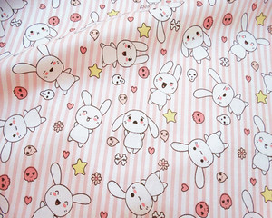 Simpatico coniglio tessuto di cotone stampato leggero 120gsm popeline saia per i bambini per le borse camicie cover per i ragazzi - Product Image 2