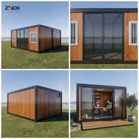 ZYBOX Maisons Préfabriquées Contemporaines en Forme de A, Villa Hôtel Conteneur en Acier de 20ft et 40ft, Maison Conteneur en Panneaux Sandwich